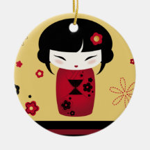 Red Kokeshi Christmas Ornament
