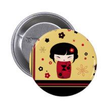 Red Kokeshi Pins