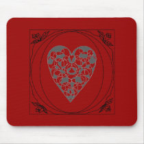 Red Lace Heart Mouse Mat
