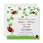 Red Ladybug Vines Baby Shower Personalized Invitation