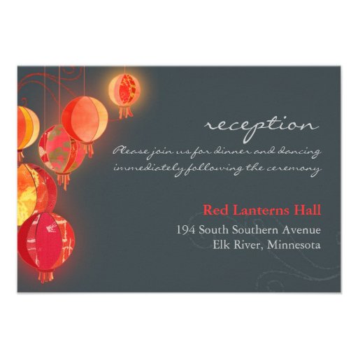 Red Lanterns Wedding Reception Insert Card (3.5x5) Custom Announcement