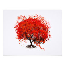 Red Leafed Heart Tree RSVP Card Invitation