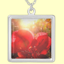 Red leaves hearts necklaces