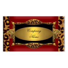 Red Leopard Black Gold Elegant Boutique 7 Business Card Template