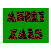 Red Leopard Merry Xmas Postcard