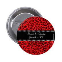 Red leopard pattern wedding favors buttons