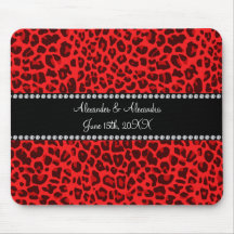 Red leopard pattern wedding favors mousepads