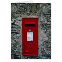red letter box mounted on wall card