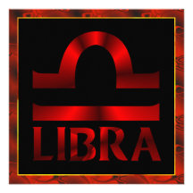 Red Libra Horoscope Symbol Personalized Invites