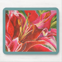 Red Lily Watercolor Artist's Computer Mousepad
