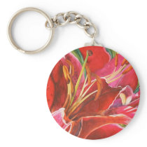 Red Lily Watercolor Keychain- Makes a Great Gift