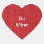 Red Linen Fabric Texture Heart Sticker