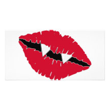 Red Lips and Fangs Picture Card
