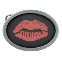 Red Lips Kiss Belt Buckle