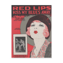RED LIPS KISS MY BLUES AWAY POSTCARD