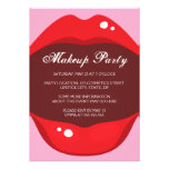 Red lipstick makeup party invitation