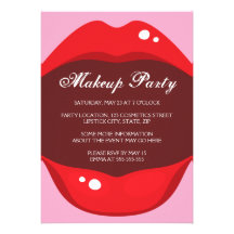 Red lipstick makeup party invitation