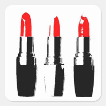 Red Lipstick Tubes Square Sticker