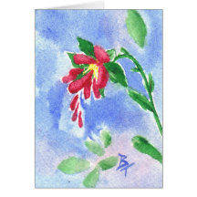 Red Love Flower aceo Blank Cards