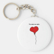Red Love Heart Balloon You Make Me Smile Keychain