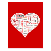 Red Love Heart Typography Postcards