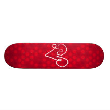 Red Love Heart Typography Skate Decks