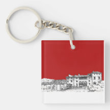 Red mansion building acrylic key chain
