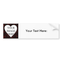 Red Marble Square Frame with Heart Bumper Stickers