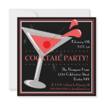 Red Martini Cocktail Party Invitation