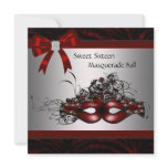 Red Mask Sweet 16 Masquerade Party invitations