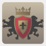 Red Medieval Lion Heraldry Stickers