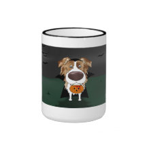 Red Merle Australian Shepherd Halloween Vampire Mug