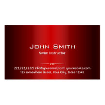 Red Metal Swim Instructor Business Card
