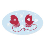 Red Mittens and Snowflakes Sticker