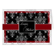red monogram wedding Thank You Card