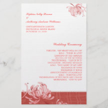 Red Monotone Mums Wedding Flat Programs (5.5x8.5) Full Color Flyer