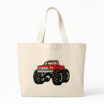 RED MONSTER TRUCK CANVAS BAGS