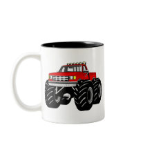 RED MONSTER TRUCK COFFEE MUG