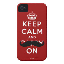 Red Moustache Keep Calm and Carry On iPhone 4 Case