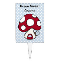 Red Mushroom House Fairy Home Home Sweet Gnome Rectangle Cake Pick