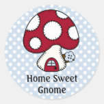 Red Mushroom House Fairy Home Home Sweet Gnome Round Stickers