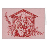 Red Nativity Christmas Card