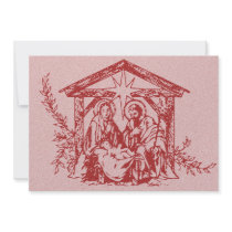 Red Nativity Stamp Invitation