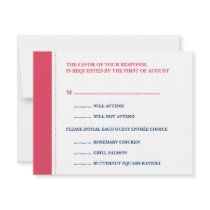 Red navy beaded border wedding RSVP response card