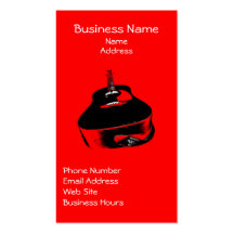 Red Neon Guitar Music Lover's Business Cards