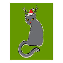 Red-Nosed Christmas Cat Post Cards