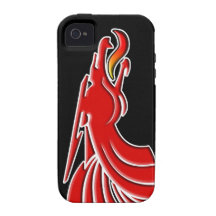 Red on Black Dragon Cover iPhone 4 Cases