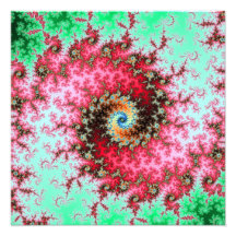 Red on Green Double Fractal Spiral Photograph