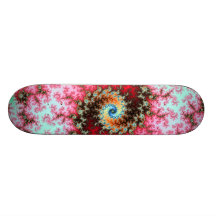 Red on Green Double Fractal Spiral Skate Board Decks