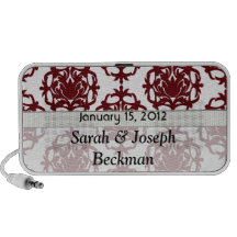 red on white leafy damask wedding keepsake notebook speakers